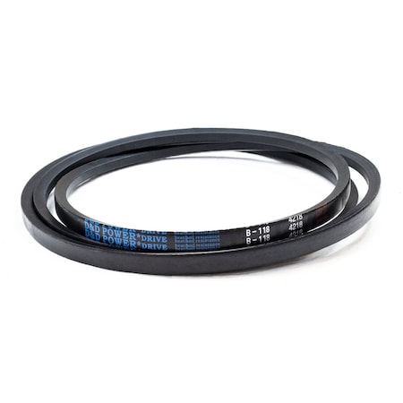 D&D B118 Classical V-Belt, 121 in Outside Length, 21/32 in Top Width, 1 Ribs B118